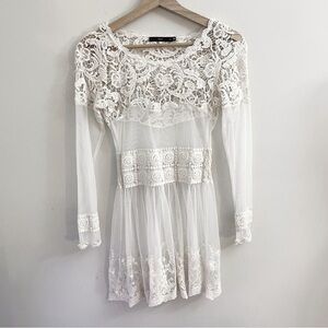 Hazel Brand Cream Crochet Lace Tunic Fairy Cottagecore Castlecore Romantic
